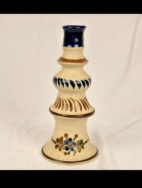 Vintage Mexican Pottery Candlestick Tonala STYLE Signed Mexico